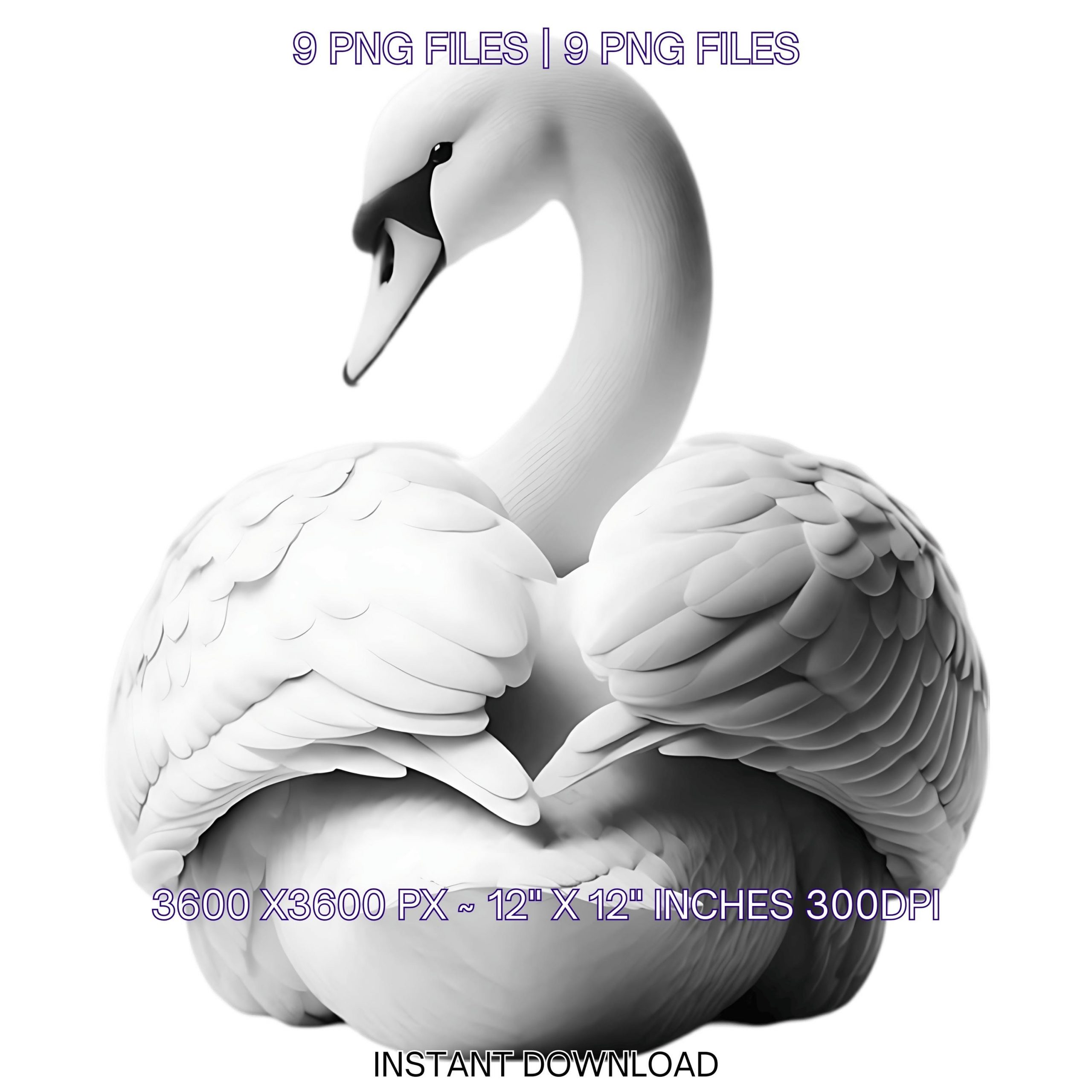 9 Swan PNG Clipart Transparent | Watercolor Wild Swan Bird for Card Making, Scrapbooking, Junk Journaling, Sublimation | Commercial Use – Instant Digital Download