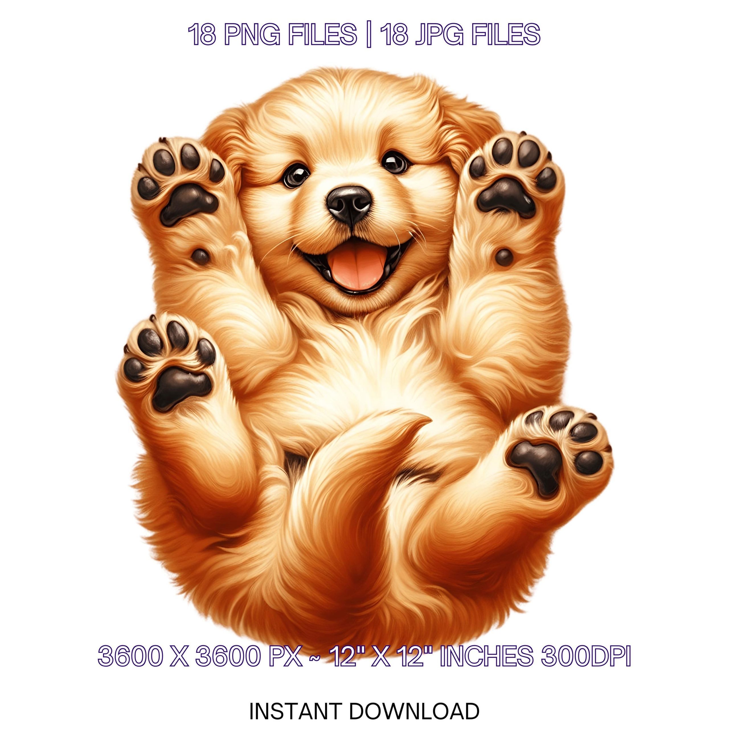 18 Golden Retriever Puppy PNG Clipart | Watercolor Puppy for Card Making, Scrapbooking Junk Journaling, Sublimation Commercial Use – Instant Digital Download