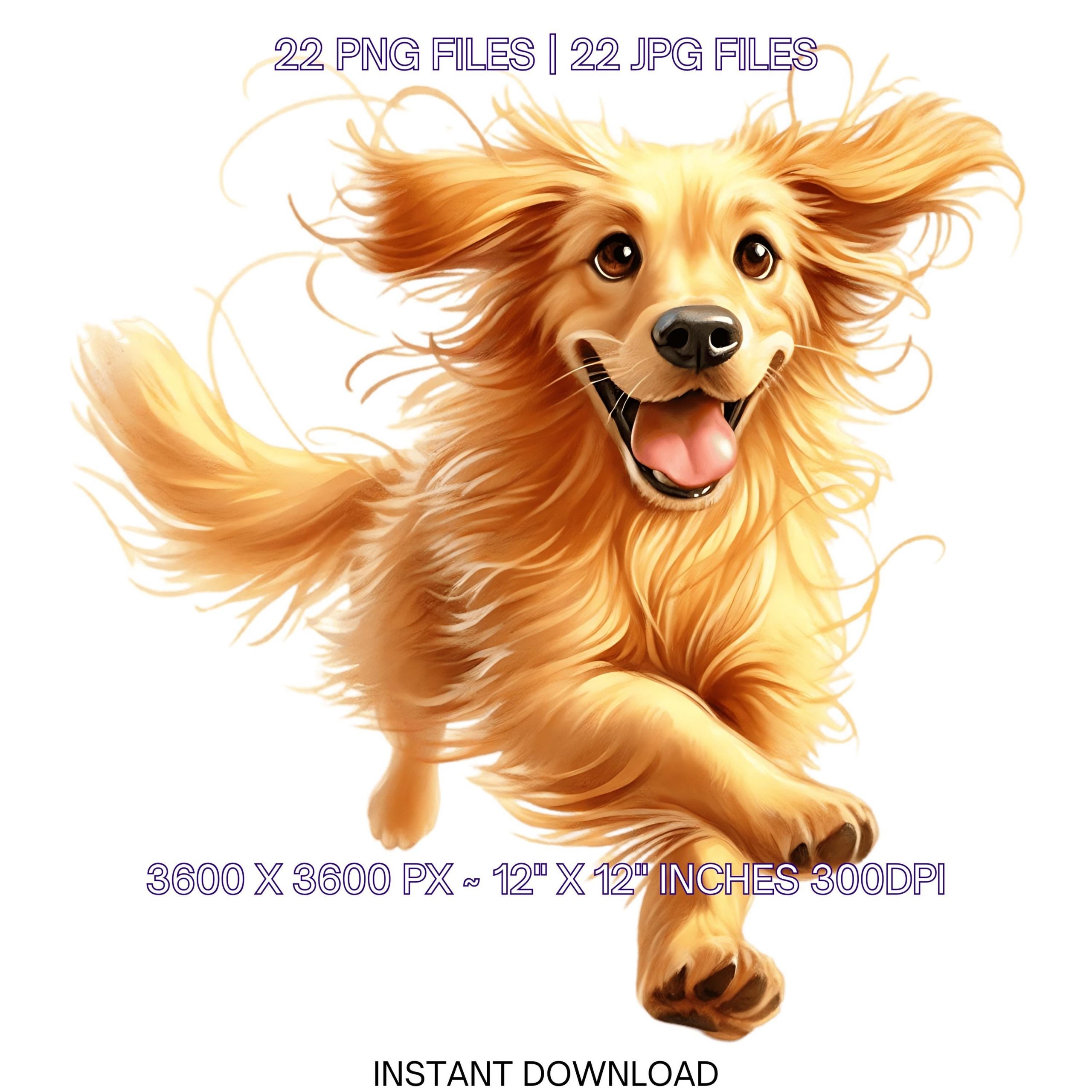 22 Golden Retriever Dog PNG Clipart Watercolor Golden Retriever for Card Making, Scrapbooking Junk Journaling, Sublimation Commercial Use – Instant Digital Download