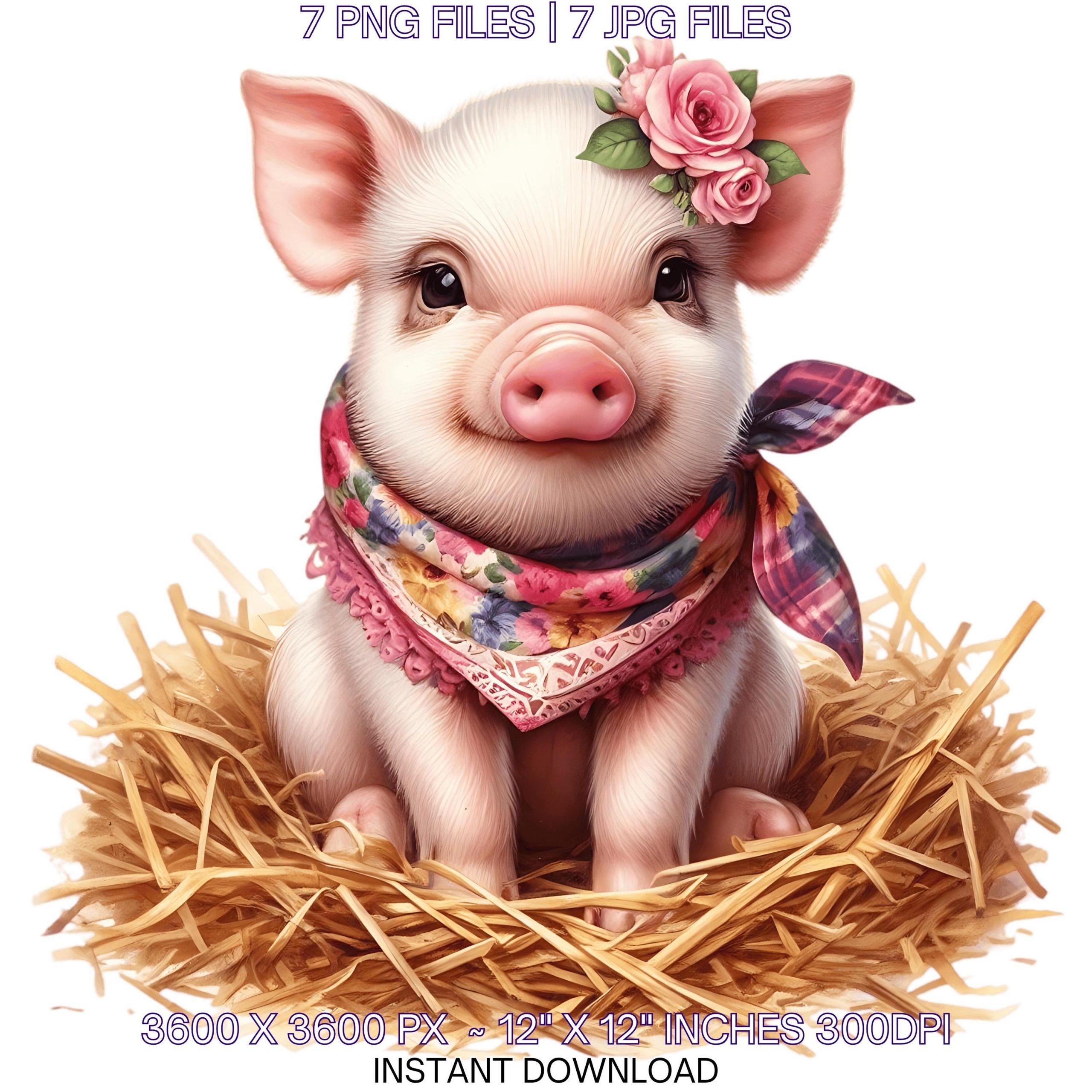 7 Watercolor Spring Piglet PNG Clipart, Watercolor Pig, Farm Animals, Card Making, Scrapbooking, Junk Journaling, Sublimation Commercial Use – Instant Digital Download