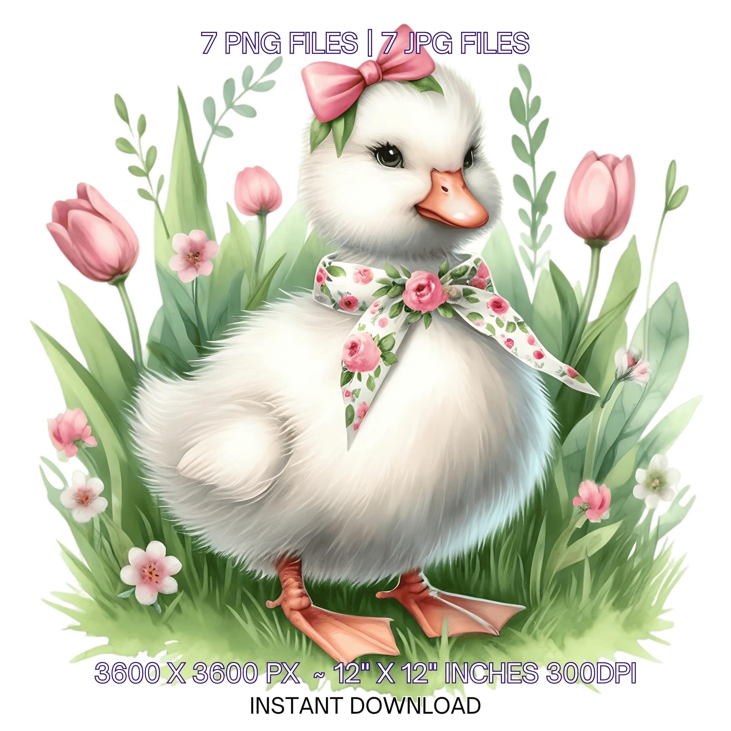 7 Spring Little Duck PNG Clipart, Watercolor Duck, Farm Chicken, Duck Card Making, Scrapbooking, Junk Journaling, Sublimation Commercial Use – Instant Digital Download