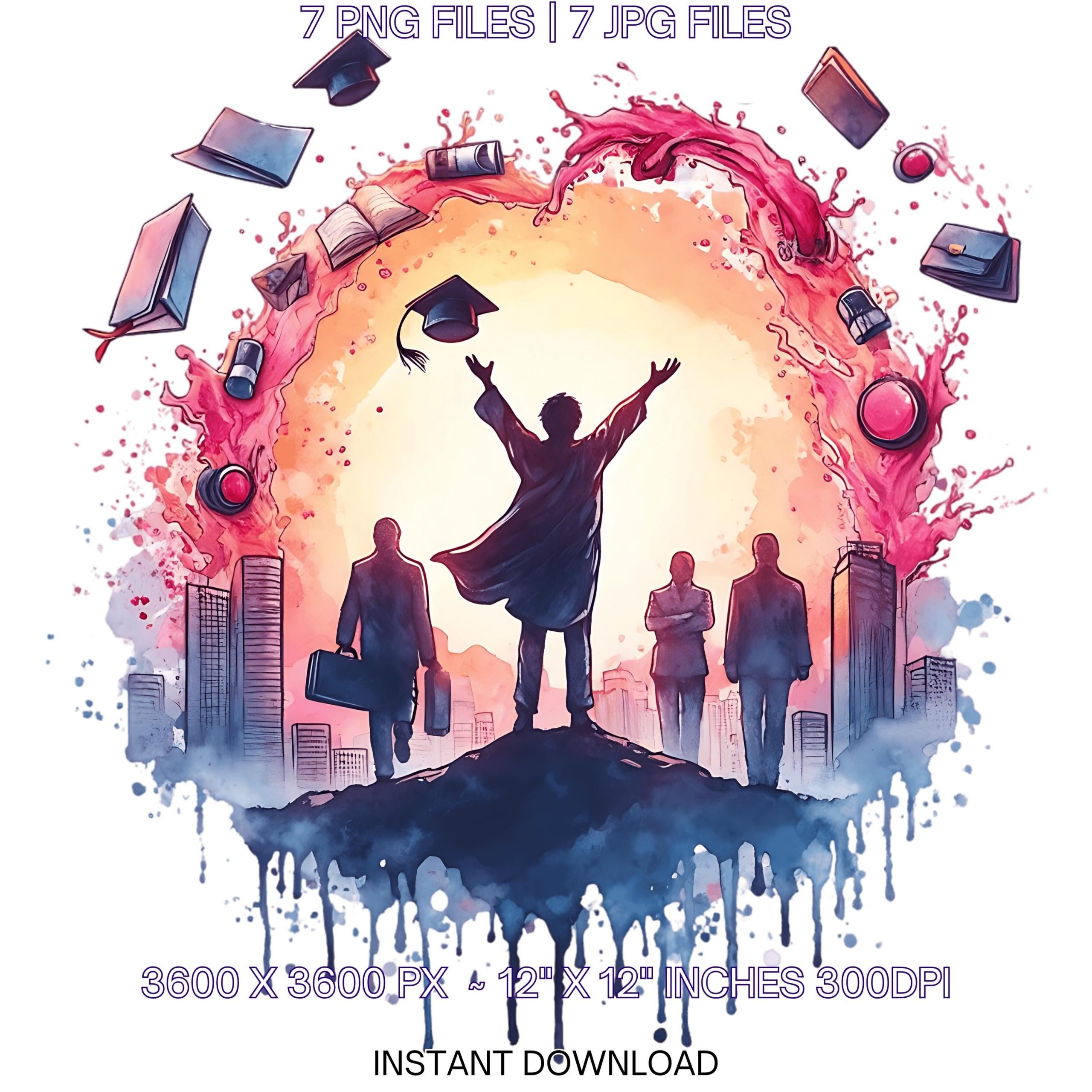 Success Graduation – Proud Graduate throwing their Cap in the Air Clipart | Grad Student | College Graduate | Sublimation PNG 7 PNG-JPG – Instant Digital Download