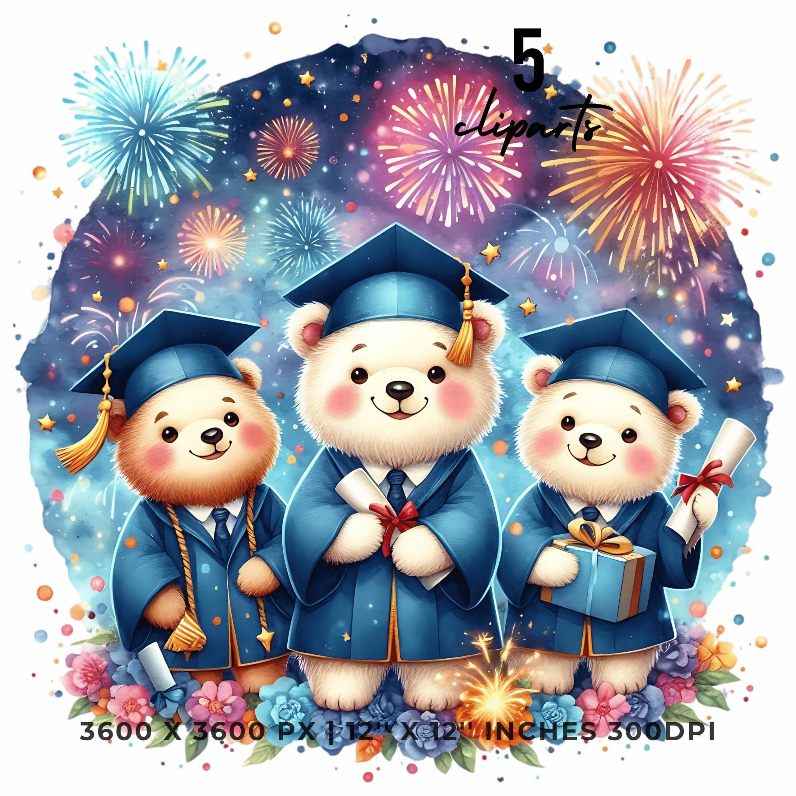 Bear wearing Cap holding a Diploma PNG | Graduation Bear Clipart Grad Student | Kindergarten Graduate Sublimation | 5 JPG-PNG Commercial Use – Instant Digital Download