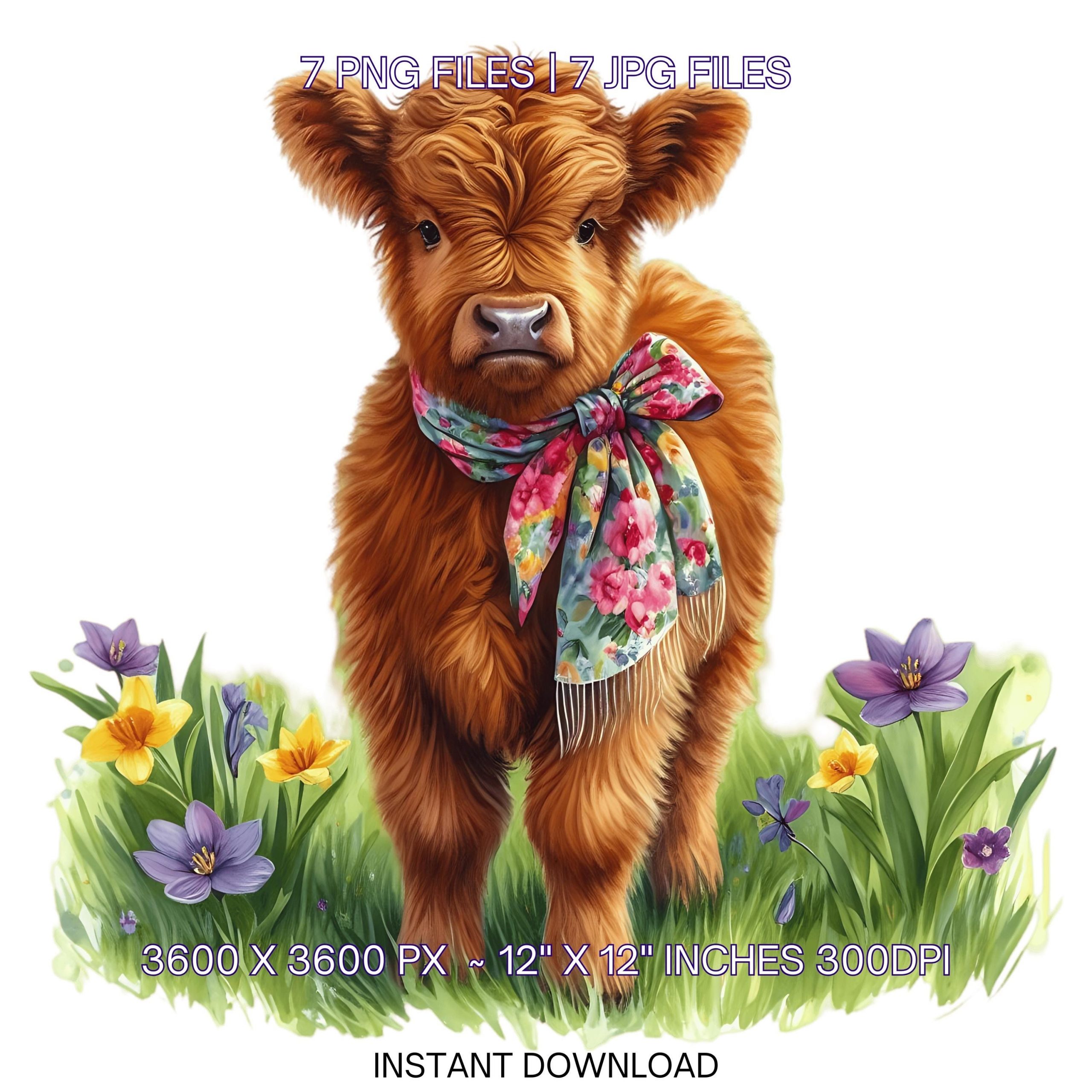 7 Spring How Highland Brown Calf PNG Clipart, Watercolor Cow, Farm Animals, Card Making, Scrapbooking Junk, Sublimation Commercial Use – Instant Digital Download