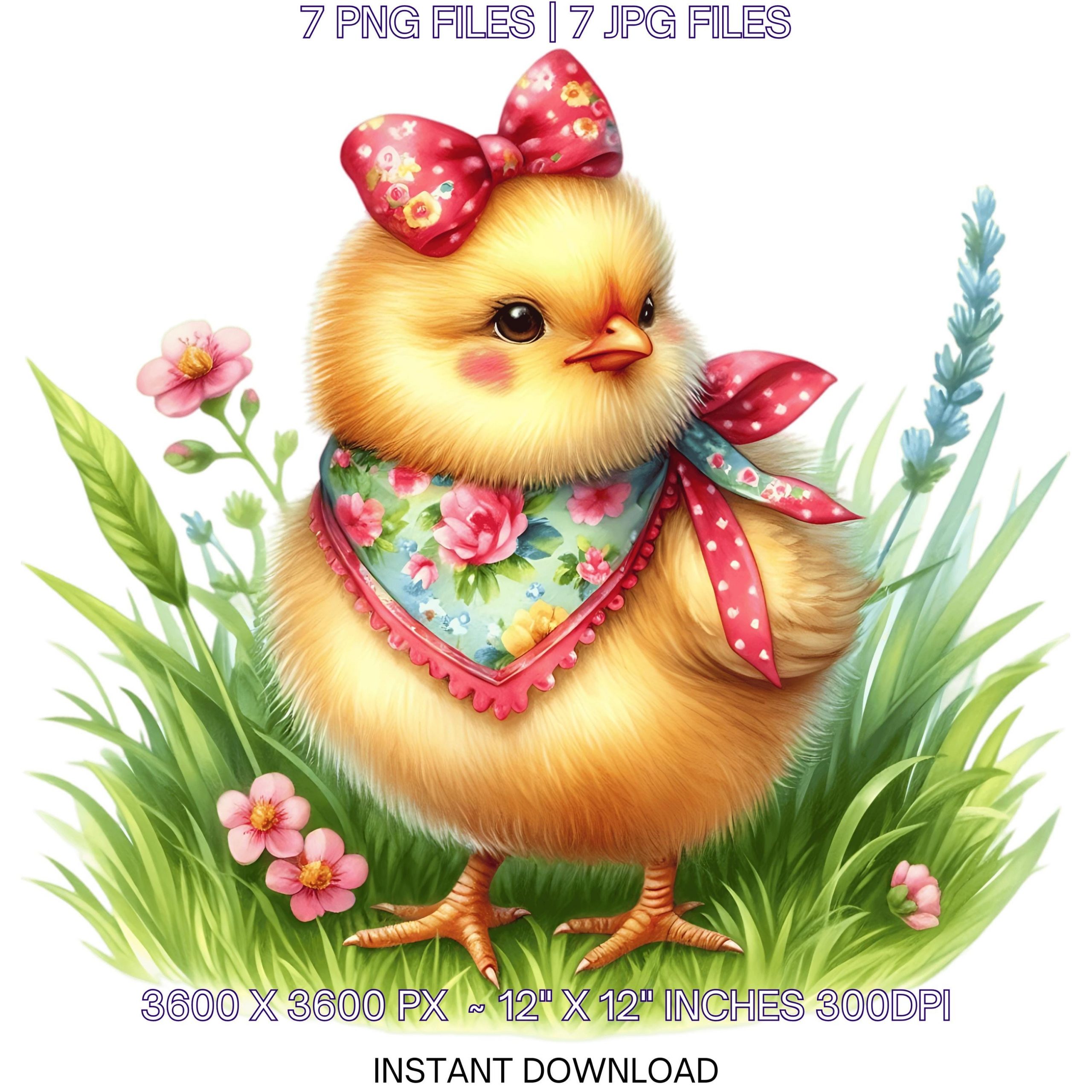 7 Spring Chick PNG Clipart, Watercolor Goat, Farm Chicken, Hen Card Making, Scrapbooking, Junk Journaling, Sublimation Image Commercial Use – Instant Digital Download