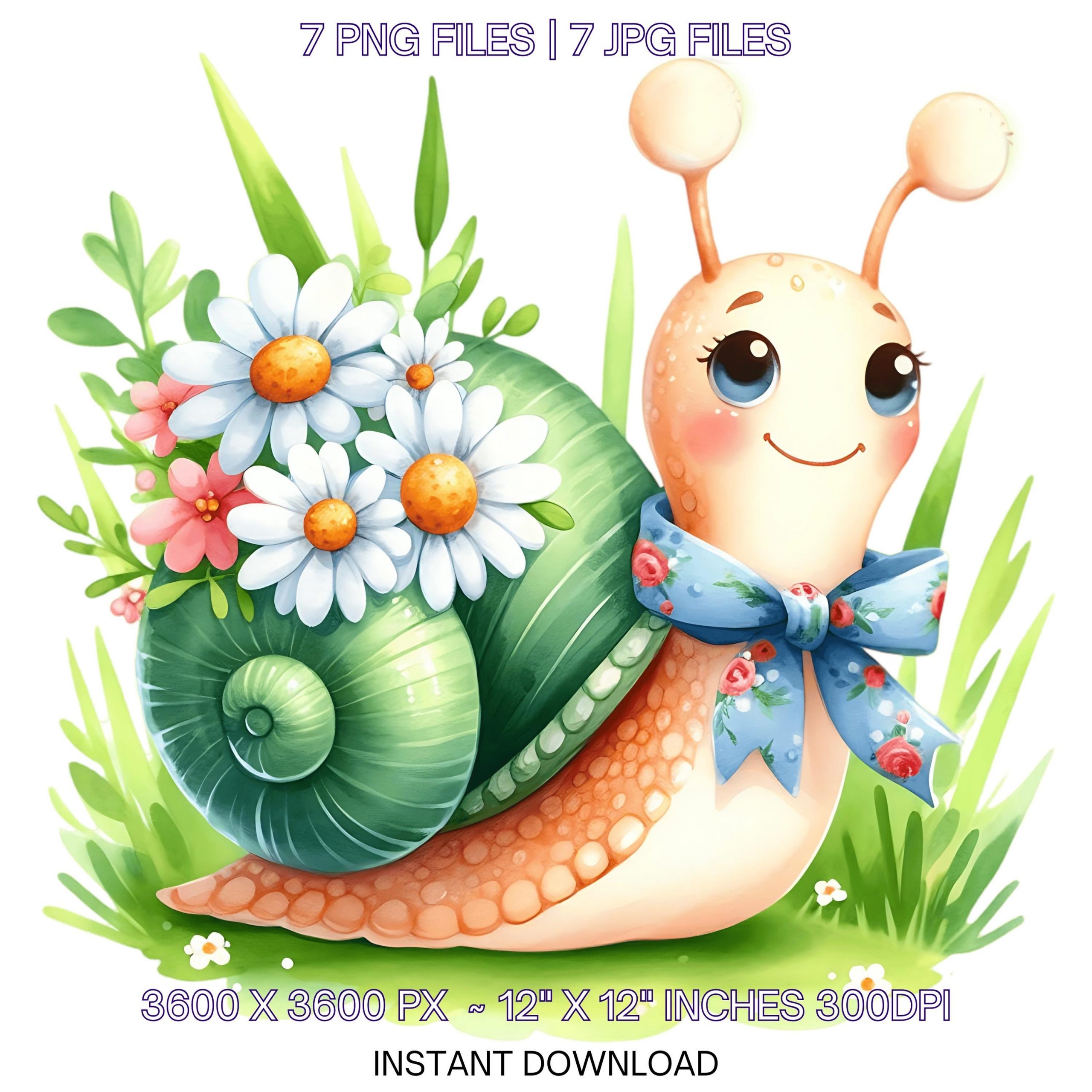 7 Spring Little Snail PNG Clipart, Watercolor Snail, Wild Life Animal, Card Making, Scrapbooking, Junk Journal, Sublimation Commercial Use – Instant Digital Download