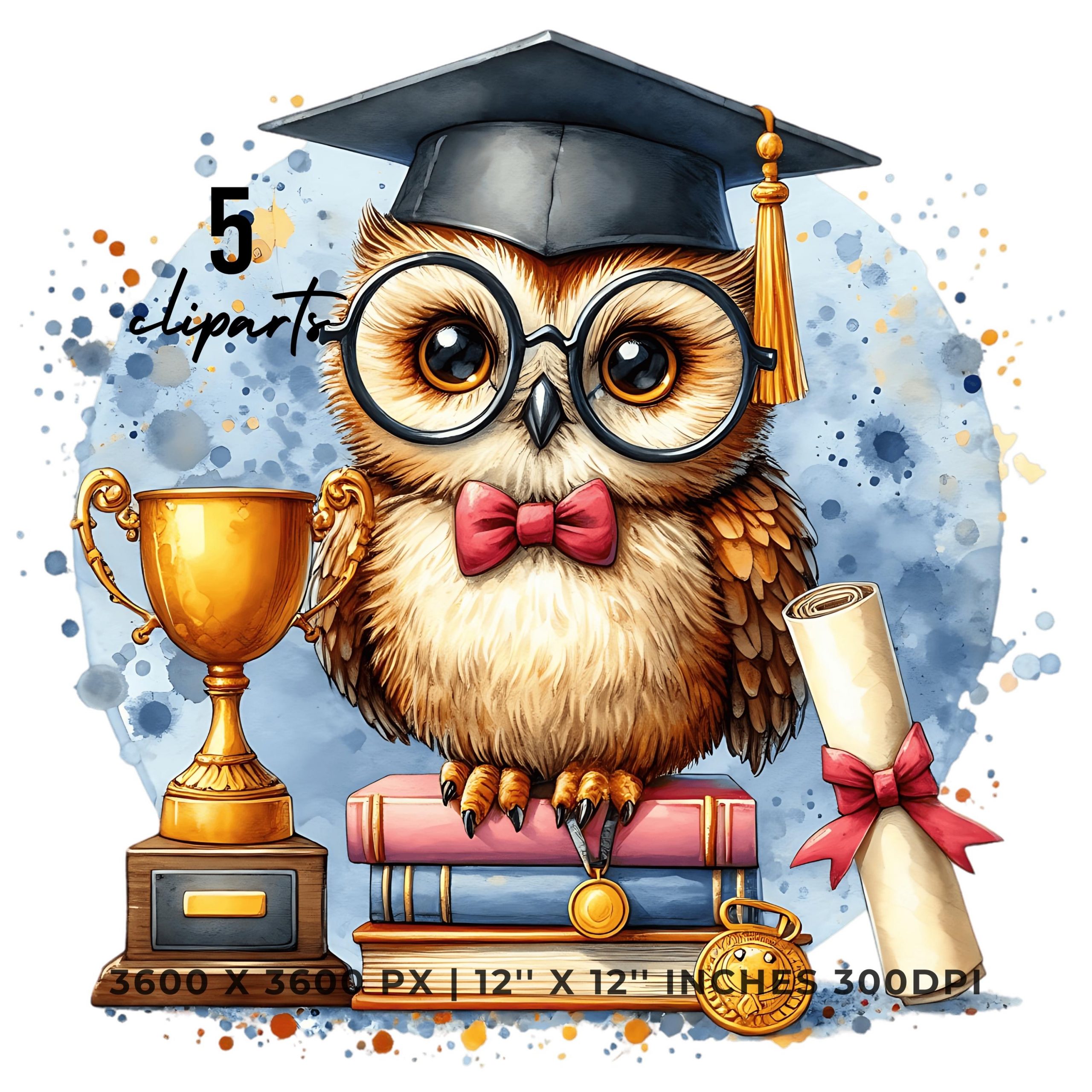 Owl wearing a Graduation Cap on a Stack of Books PNG | College Graduate Sublimation | Graduation Owl Clipart Grad Student | Commercial Use – Instant Digital Download