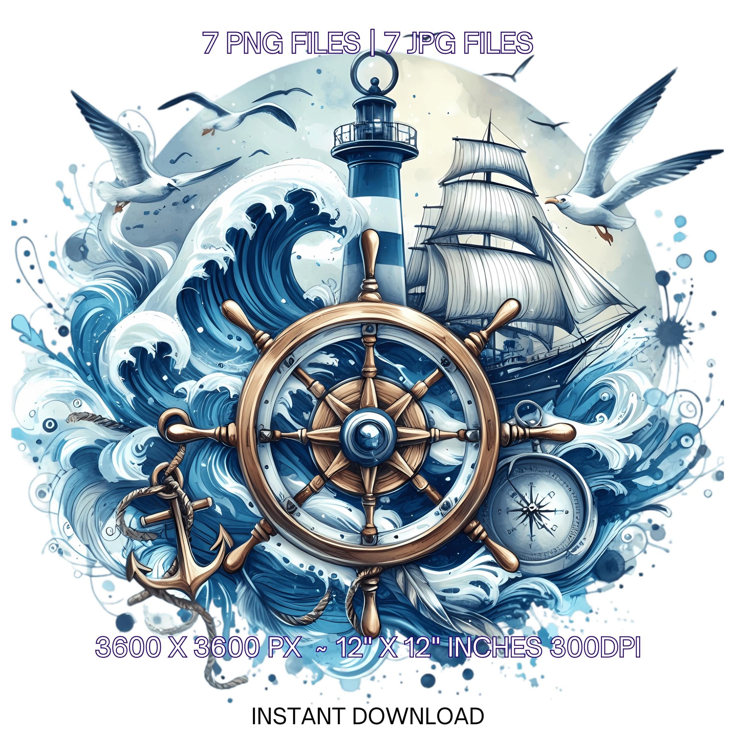 Sailor PNG Clipart | Pilot | Watercolor Sailor | Watercolor Illustration Clipart | Sailor Graphic 7 PNG – 7 JPG Sublimation Commercial Use – Instant Digital Download