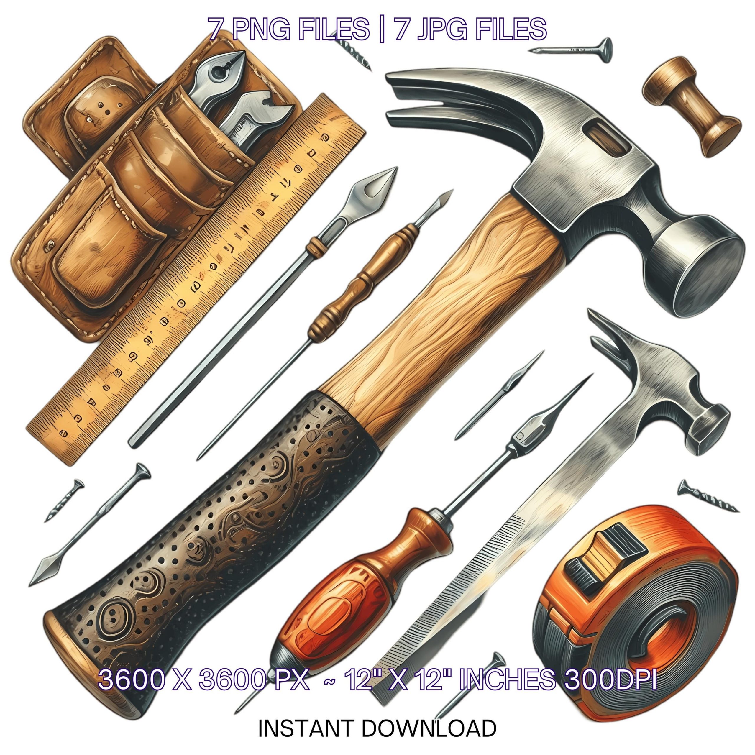Carpenter PNG Clipart | Carpenter Profession | Watercolor Carpenter Job Illustration Clipart |  7 JPG – 7 PNG Sublimation Commercial Use – Instant Digital Download