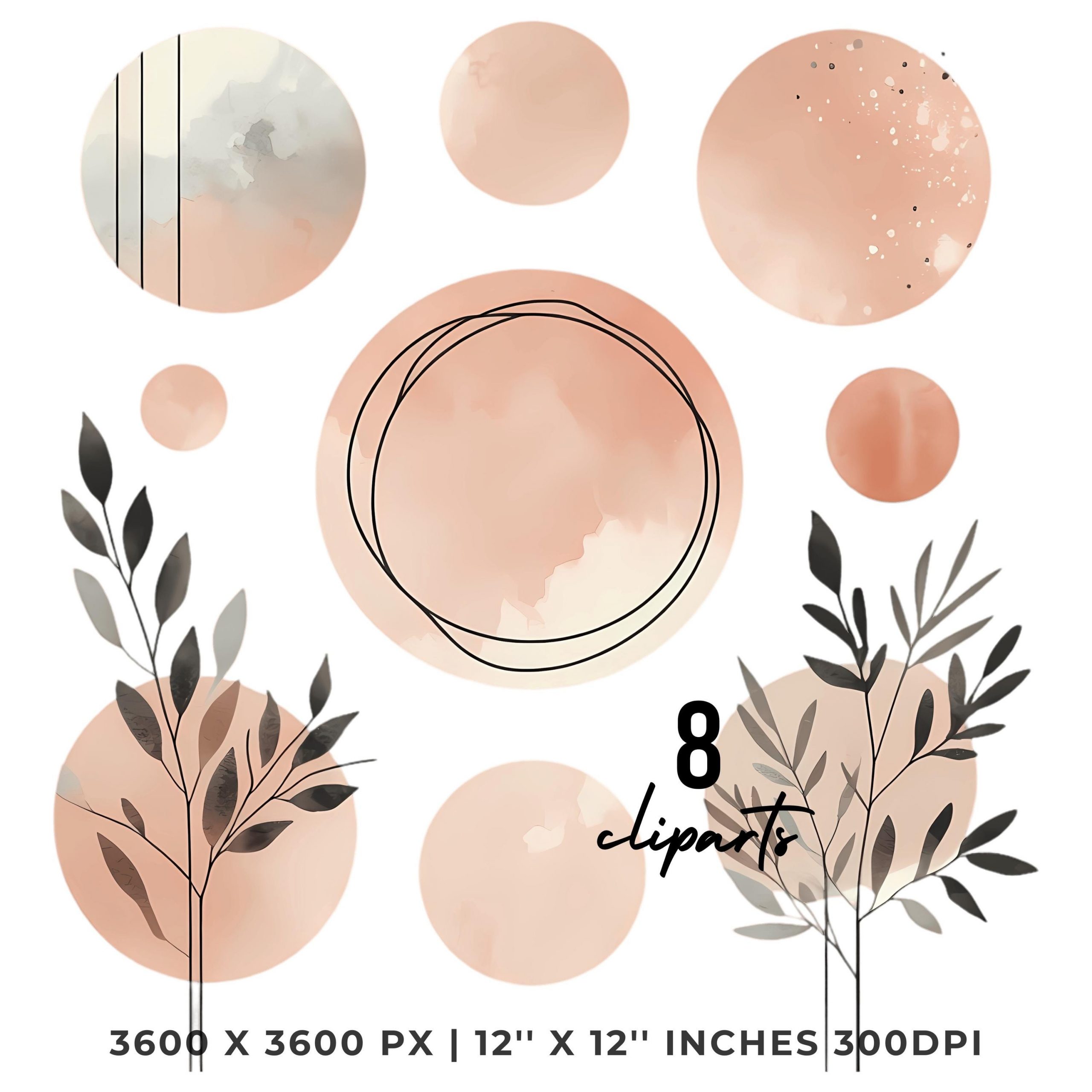 Minimalist Geometric PNG Clipart | Minimalist Geometric Pattern | Watercolor Minimalist Illustration 8 JPG -8 PNG Sublimation Commercial Use – Instant Digital Download