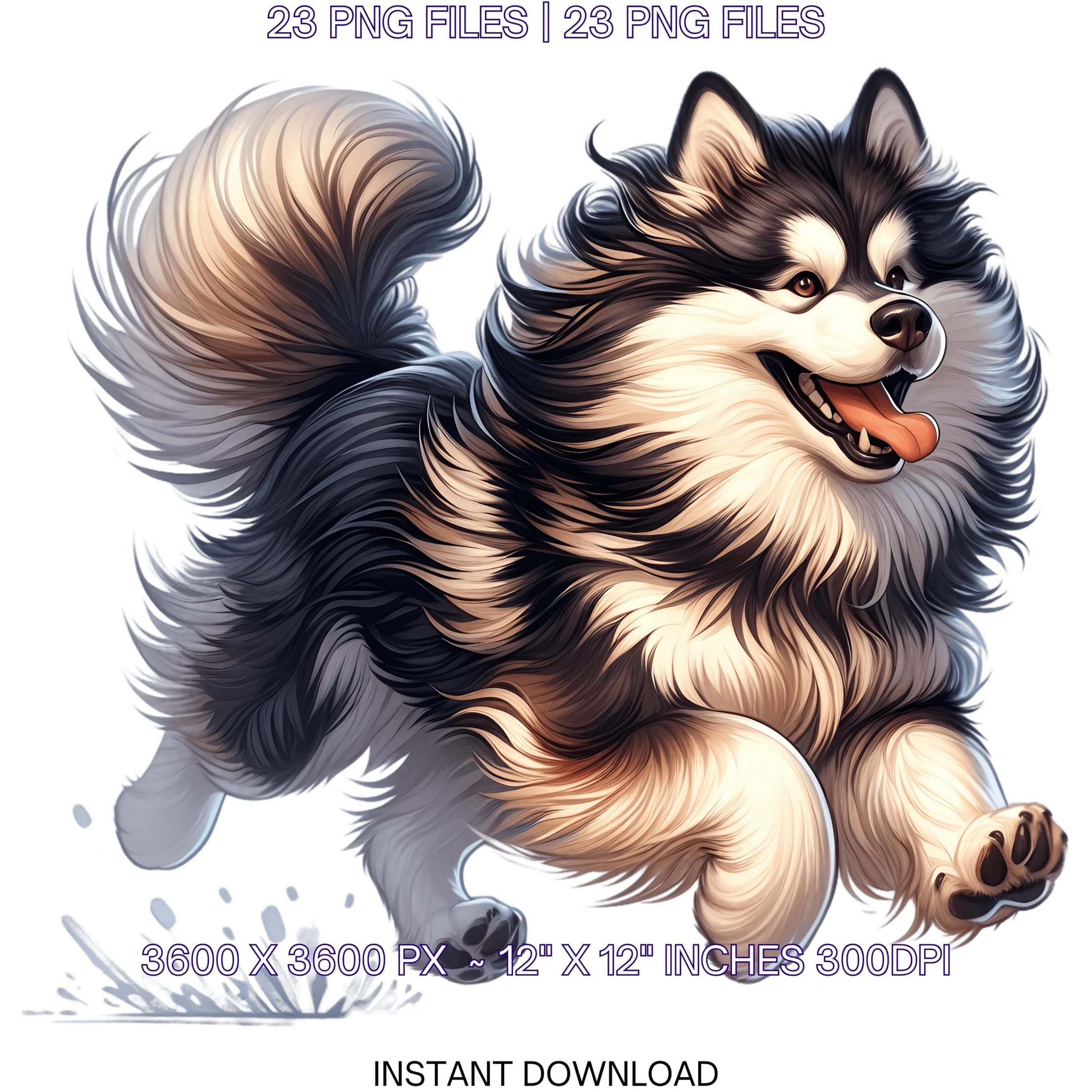 Alaskan Malamute Clipart | 23 Watercolor Alaskan Malamute Puppy Dog PNG for Card Making, Scrapbooking Junk, Sublimation, Commercial Use – Instant Digital Download