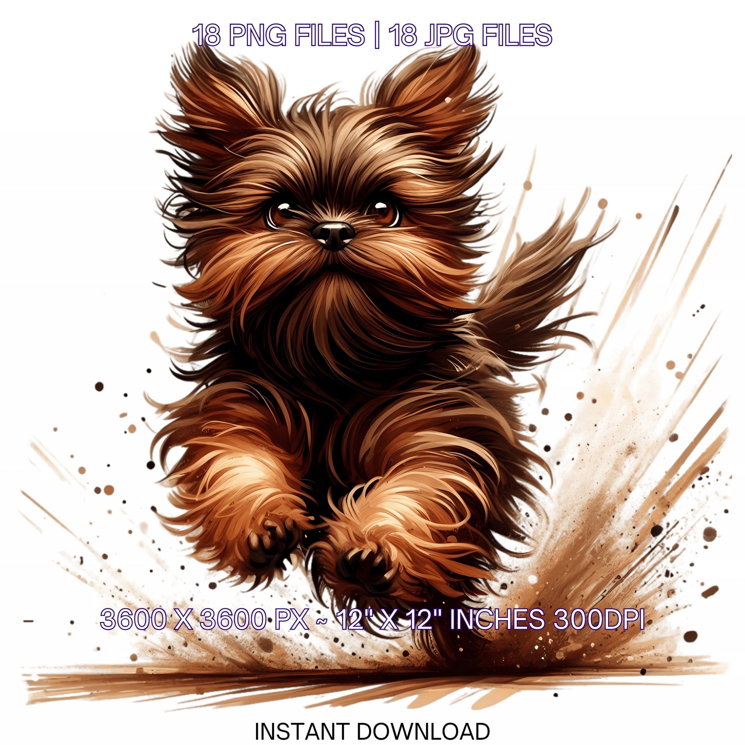 Brown Affenpinscher Clipart | 18 Watercolor Brown Affenpinscher Puppy Dog PNG for Card Making, Scrapbooking, Sublimation, Commercial Use – Instant Digital Download