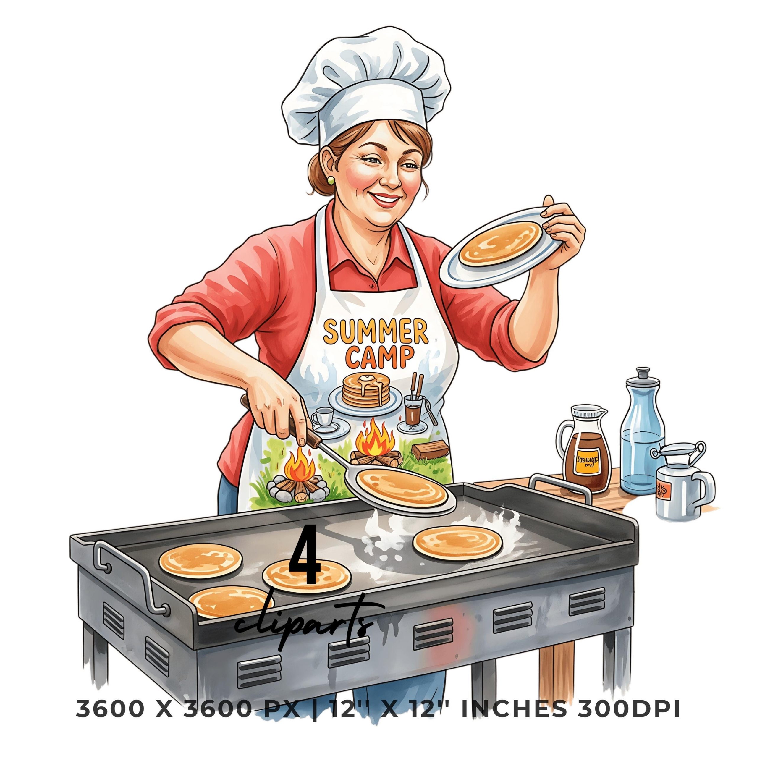 Chef Clipart Bundle | Summer Camp Chef | PNG & JPG | Summer Camp Digital Stickers | 12″x12″ 300DPI Graphic Commercial Use – Instant Digital Download