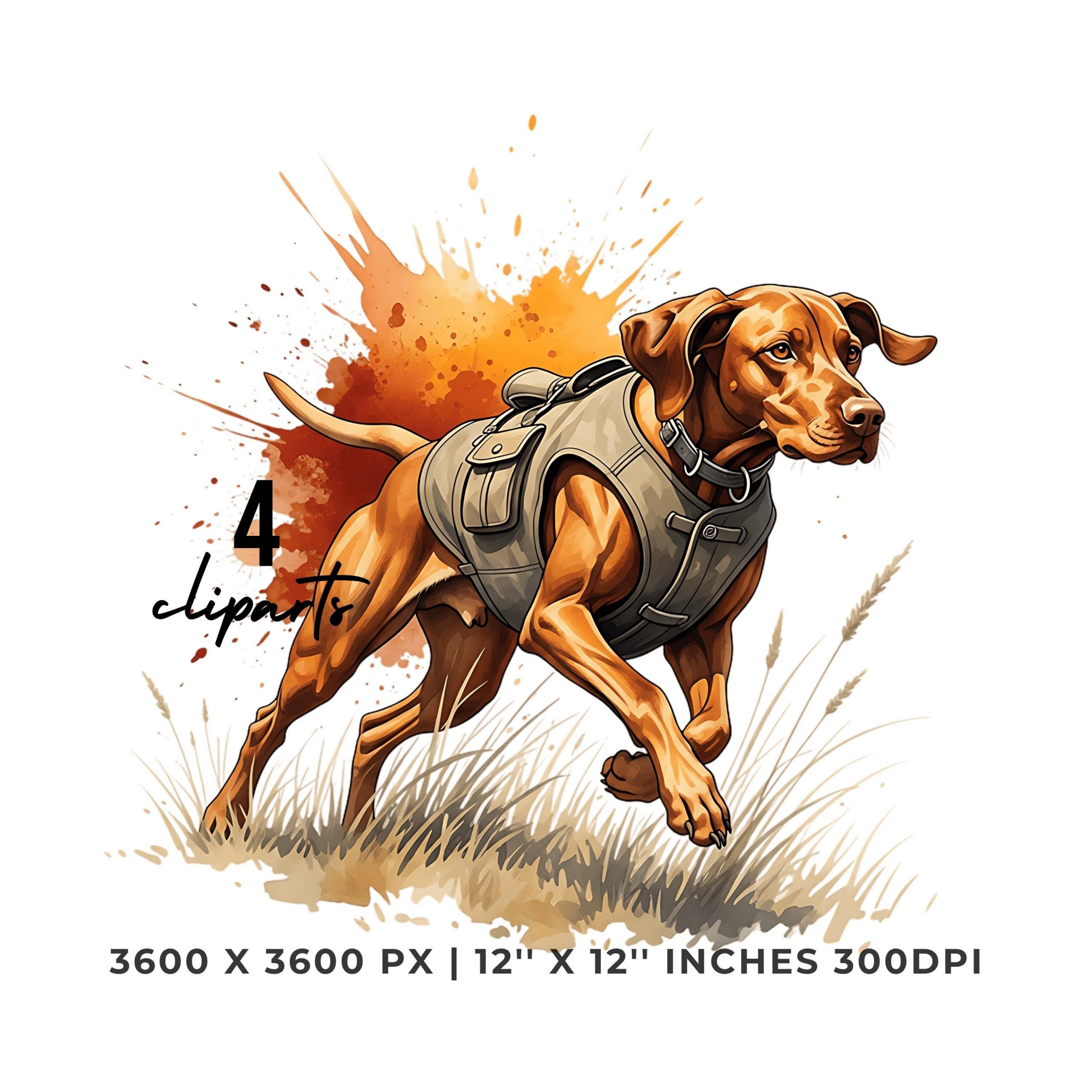 Vizsla Hunting Dog Clipart | Fall Field Dog Art | Dog running in the field | 4 PNG & 4 JPG Sublimation Transparent Hi-Res Commercial Use – Instant Digital Download