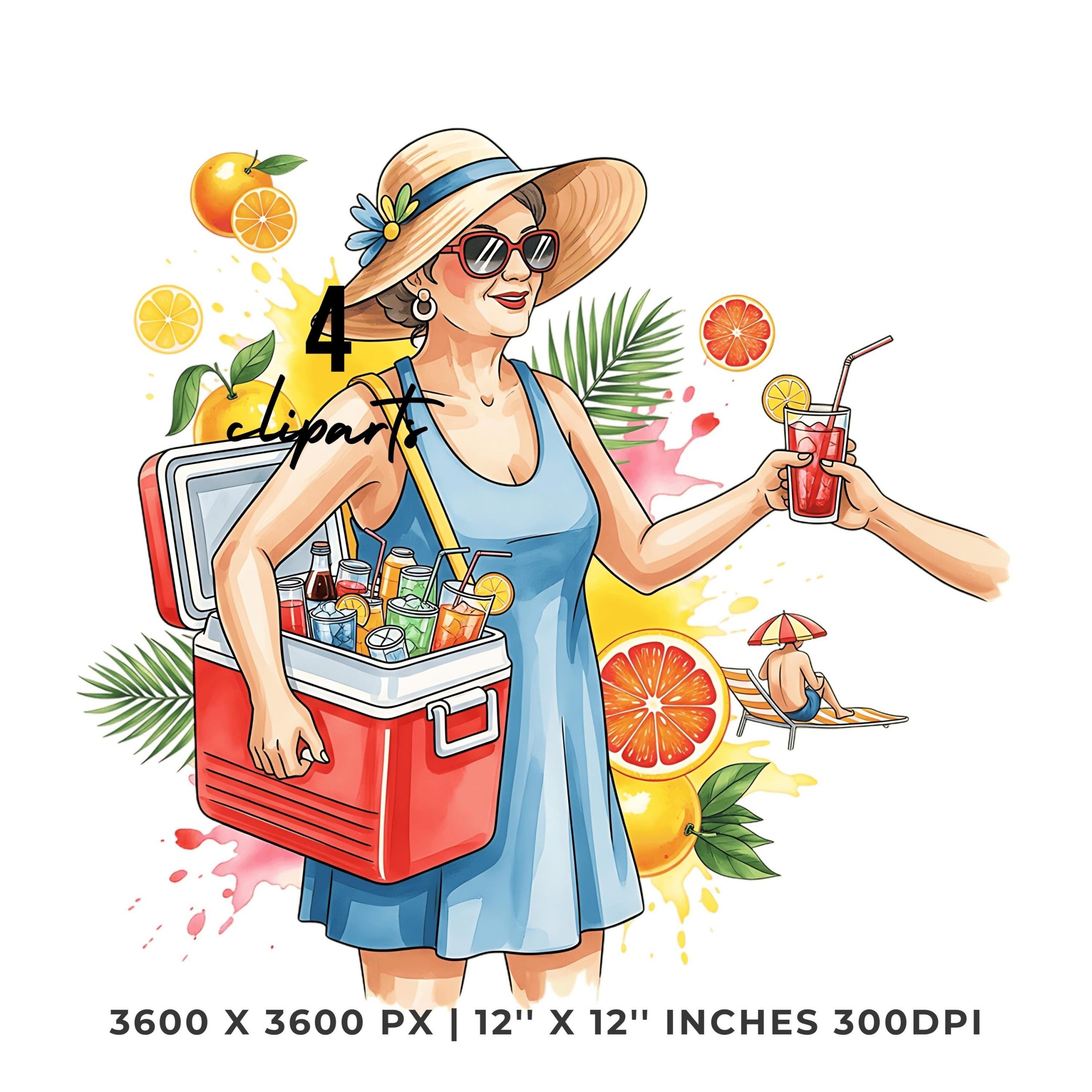Beach Vendor PNG Clipart | Watercolor Beach Vendor carrying  cold drinks cooler | Summer worker 4 PNG – 4 JPG Graphic Commercial Use – Instant Digital Download